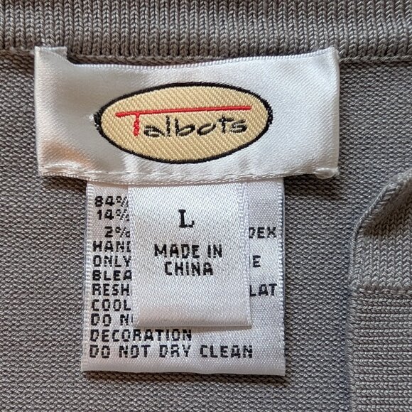 Talbots half button beaded cardigan gray and black Large EUC 3/4 sleeve - Picture 6 of 8